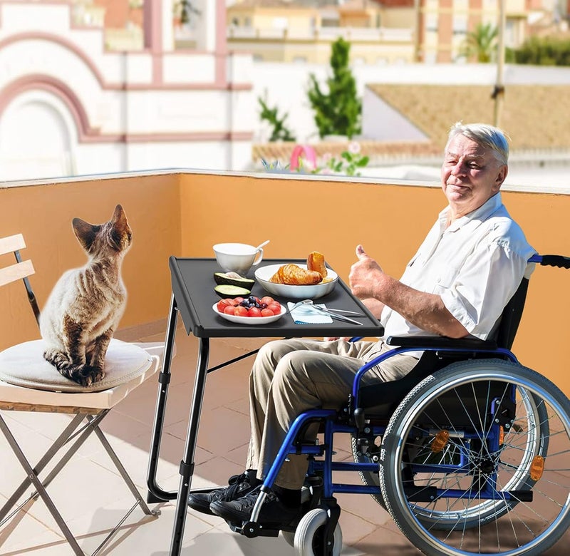 HUANUO Adjustable TV Tray Table - TV Dinner Tray on Bed & Sofa, Comfortable Folding Table with 6 Height & 3 Tilt Angle Adjustments (Black) - Image 2